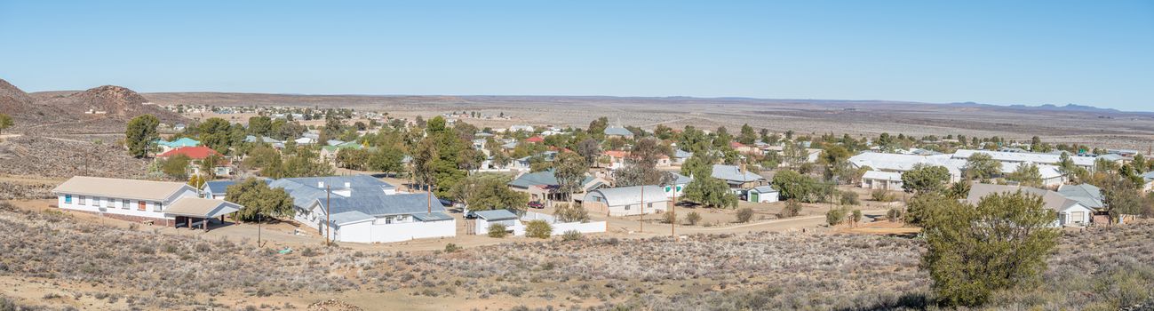 WILLISTON, SOUTH AFRICA - AUGUST 10, 2015: Panorama of Williston, a small town in the Northern Cape Karoo region of South Africa.