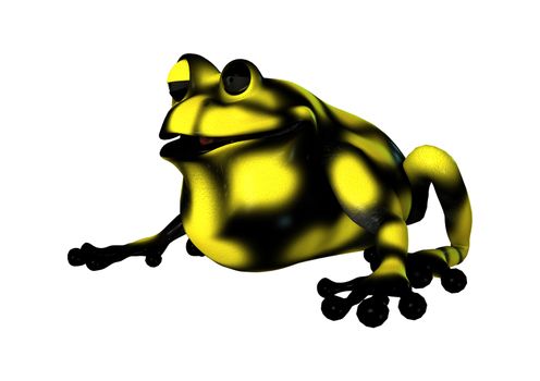 3D digital render of a cartoon yellow frog isolated on white background