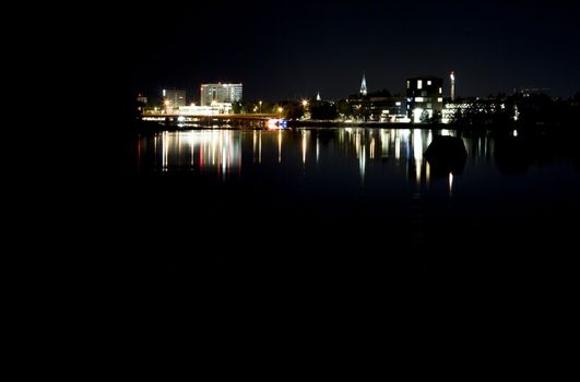 Downtown Umeå, Sweden at Night