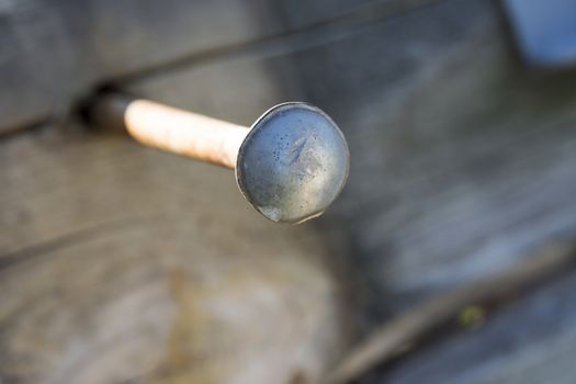 Big Nail in Wood Close up