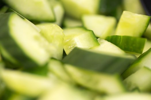 Chopped Cucumber Close Up. Macro Image.