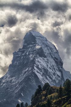 Landscape of mountain Cervin with a threatening sky