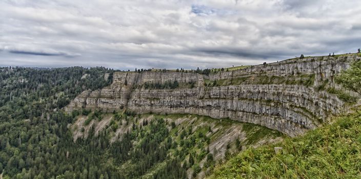 Creux du van in Switzerland and sky