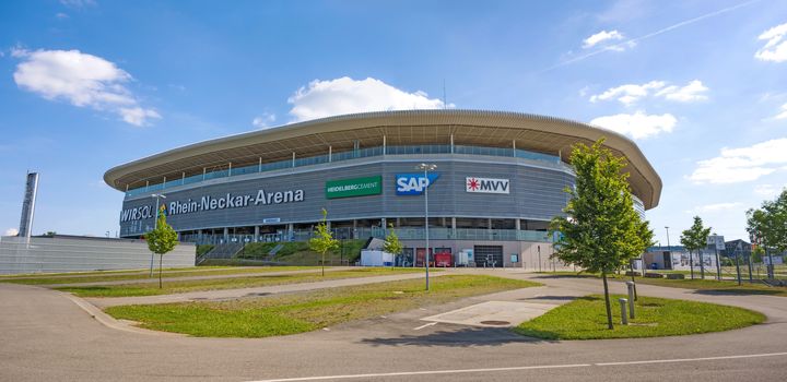 Sinsheim, Germany - May 4, 2014: Rhein-Neckar Arena - the stadium was site of the soccer world cup 2006 for group matches.