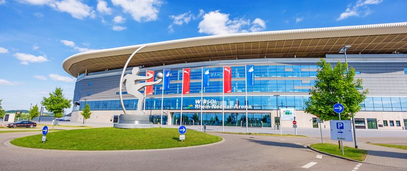 Sinsheim, Germany - May 4, 2014: Rhein-Neckar Arena - the stadium was site of the soccer world cup 2006 for group matches.