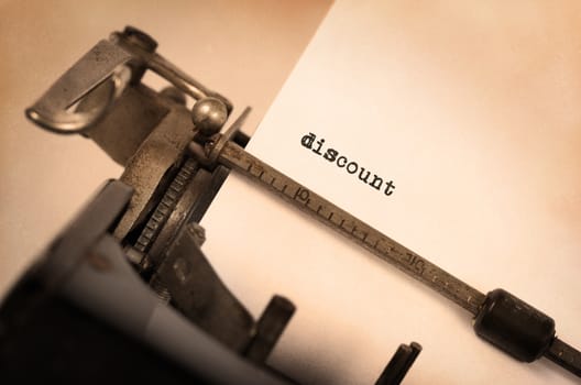 Vintage inscription made by old typewriter, discount