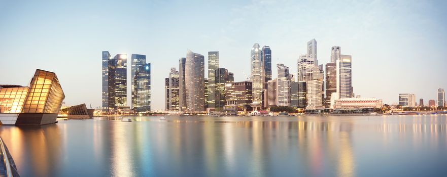 Singapore`s business district at night