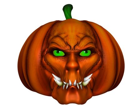 Halloween pumpkin isolated in white background - 3D render