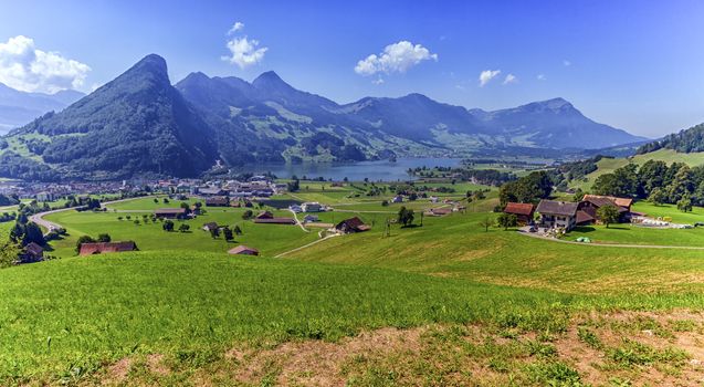 Schwyz and Zurich canton view by day, Switzerland