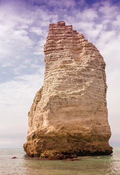 Chalk cliffs at Cote d'Albatre. Etretat, France.