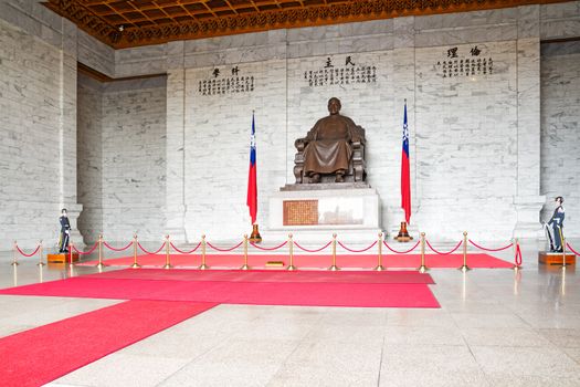 Taipei, Taiwan - May 8, 2014:Visitors at the Chiang Kai-Shek Memorial Hall in Taipei. Chiang Kai-shek Memorial Hall is a popular travel destination among tourists visiting Taiwan. Chiang Kai-shek, former President of Taiwan. 