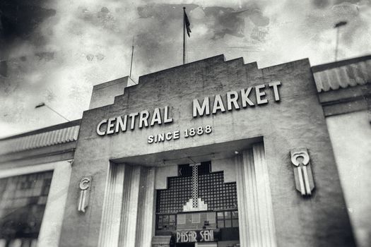 Vintage stylie image of  the Central Market in Kuala Lumpur.  (Grain and scratches added in PP)