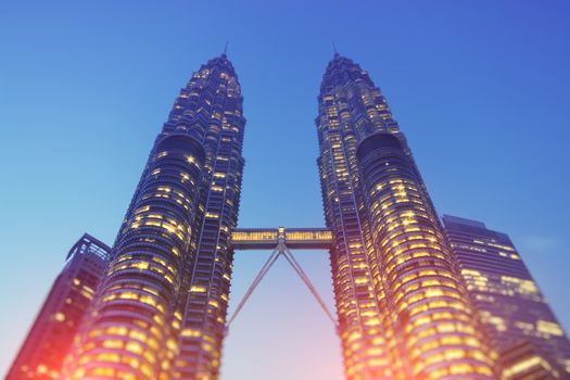 Petronas Towers at night.