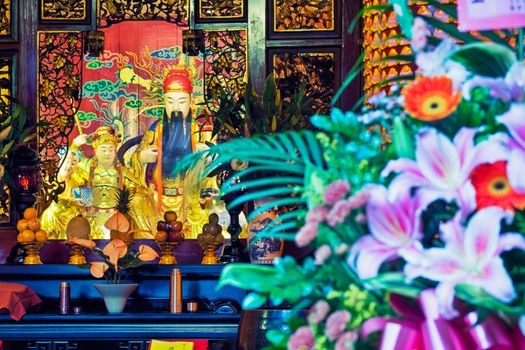 Altar in a Taoist temple in Taipei - Taiwan.