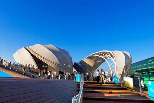 MILAN, ITALY - AUGUST 31, 2015: Germany pavilion at Expo Milano 2015, universal exposition on the theme of food, in Milan, Lombardy, Italy, Europe