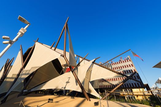 MILAN, ITALY - AUGUST 31, 2015: Kuwait pavilion at Expo Milano 2015, universal exposition on the theme of food, in Milan, Lombardy, Italy, Europe