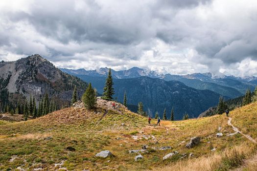 at chinook pass, mt rainier behind