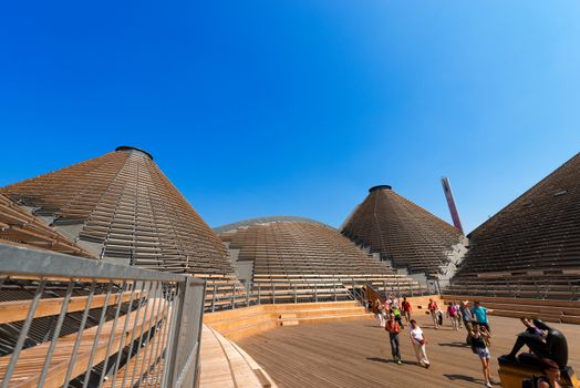 MILAN, ITALY - AUGUST 31, 2015: Zero pavilion at Expo Milano 2015, universal exposition on the theme of food, in Milan, Lombardy, Italy, Europe