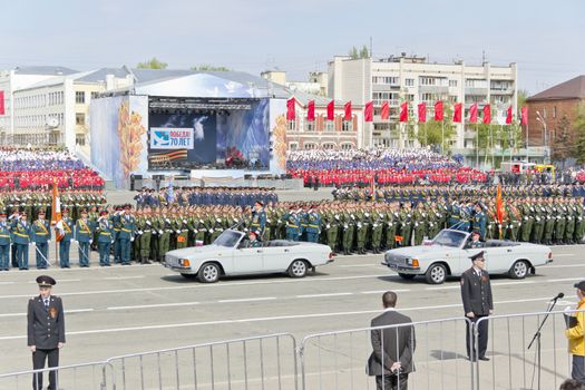 Samara, Russia - May 9: Russian ceremony of the opening military parade on annual Victory Day, May, 9, 2015 in Samara, Russia.
