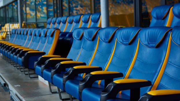 The blue empty chair on sport stadium