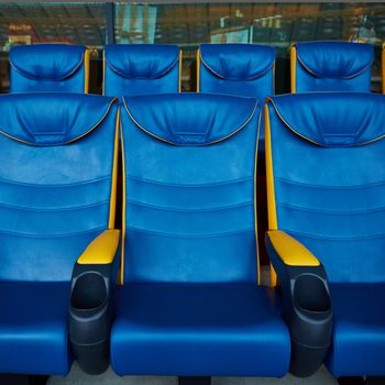 The blue empty chair on sport stadium