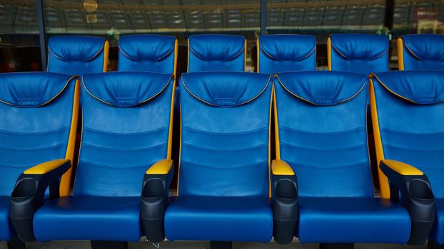 The blue empty chair on sport stadium