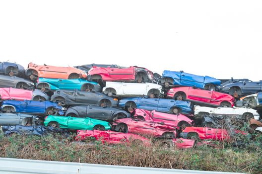 Scrap cars, scrap cars on a stack
