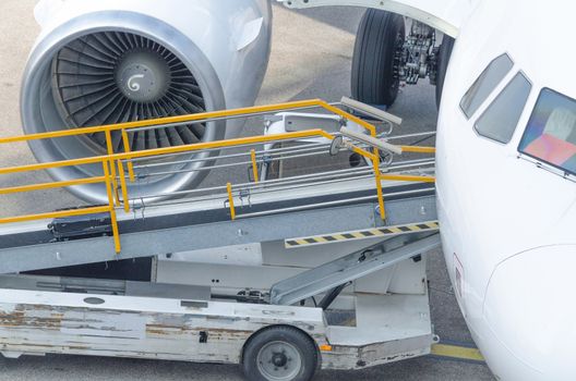 Passenger aircraft at the gate to prepare for the entrance of the passengers.