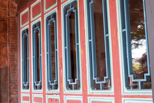 Decorated Chinese door at traditional home