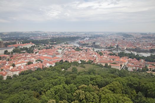 Red tile roofs of Prague, Czech Republic