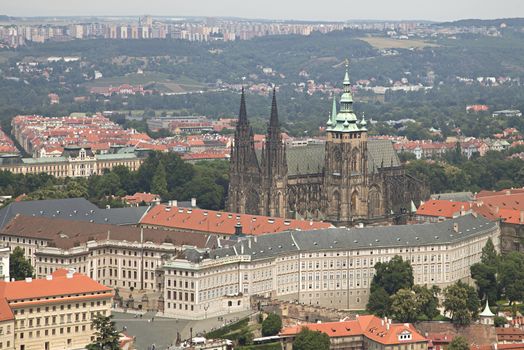 Red tile roofs of Prague, Czech Republic