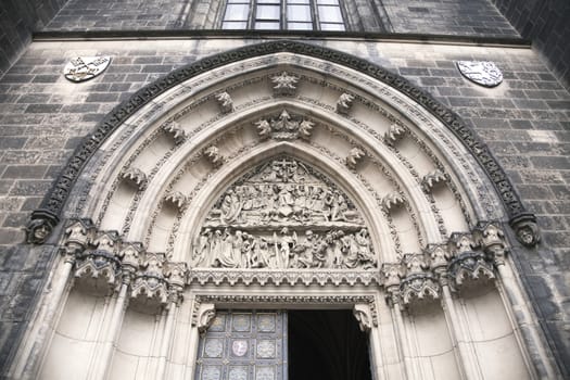 Door of Saint Peter and Paul cathedral in Prague, Czech Republic