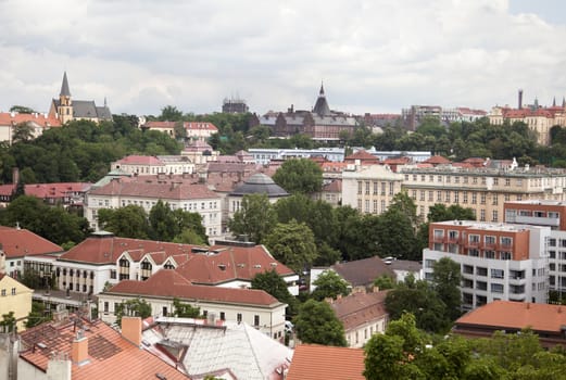 Red tile roofs of Prague, Czech Republic