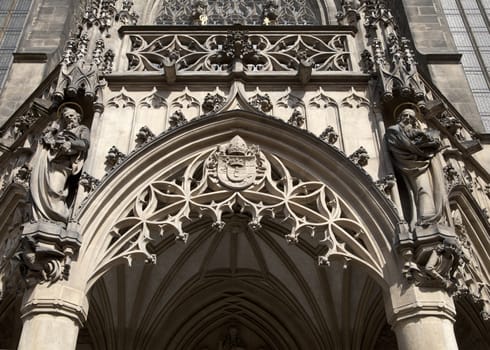 Doorway of St. Peter and Paul Cathedral in Brno, Czech Republic