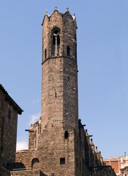 Bell tower of Royal Chapel of St. Agatha, Barcelona, Spain