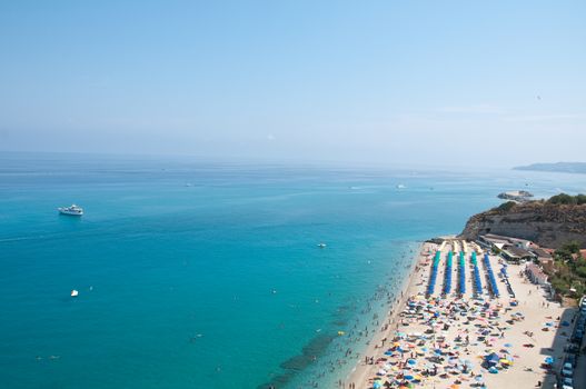 Top view of the church located on the island of Tropea, Calabria Italy