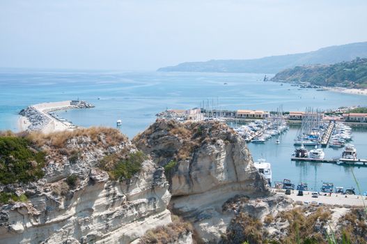 View of the marina of Tropea Calabria Italy