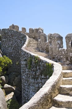 Castle of the Moors in Sintra, Portugal,  on a summer day