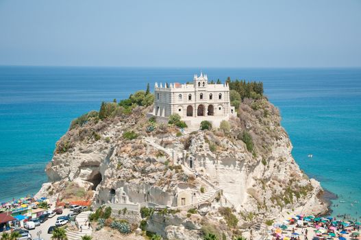 Top view of the church located on the island of Tropea, Calabria Italy