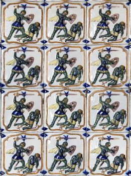 Decorative tiles in Pena palace, Sintra, Portugal