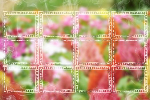 Creating frames and smoke on colurful flower background