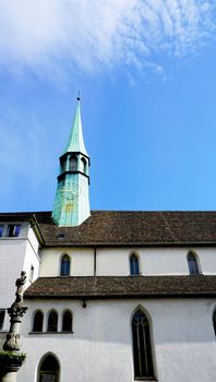 Historical Church in zurich, Switzerland vertical