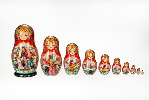 Traditional Russian folk dolls called "Matryoshka"