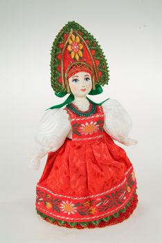 Traditional Russian folk dolls on a studio background
