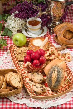 Different kinds of bread and pastry