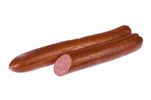 Piece of sausage on isolated background