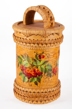 Wooden traditional Russian handmade container on isolated background