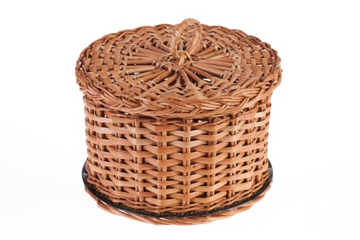 Traditional Russian handmade wicker basket on isolated background