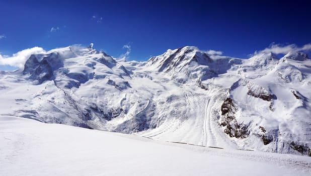 snow alps mountains and blue sky, zermatt, switzerland