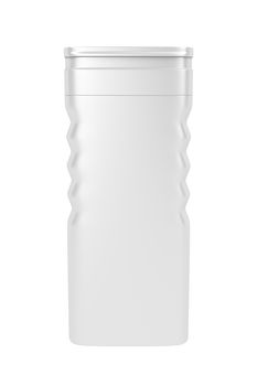 White plastic shampoo bottle isolated on white